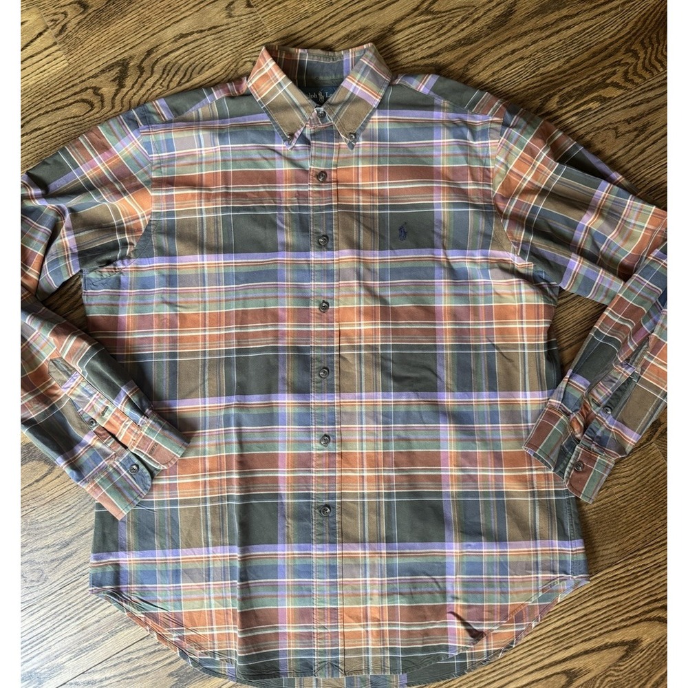 Polo Ralph Lauren Classic Fit Plaid Button Up Shirt Men's Size Large Pony Logo